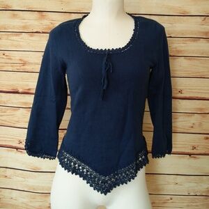 Ralph Lauren Crochet Hem Sweater 3/4 Sleeves